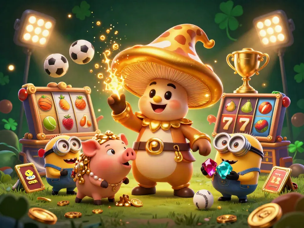 Experience winning spins at xx8 com with golden wizard and treasure-hunting truffle pig in a vibrant casino.