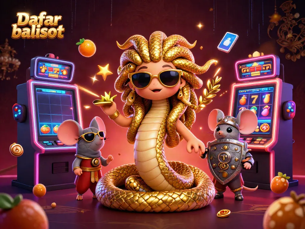 Engage with slots at Daftar balisot featuring colorful arcade machines and 3D characters