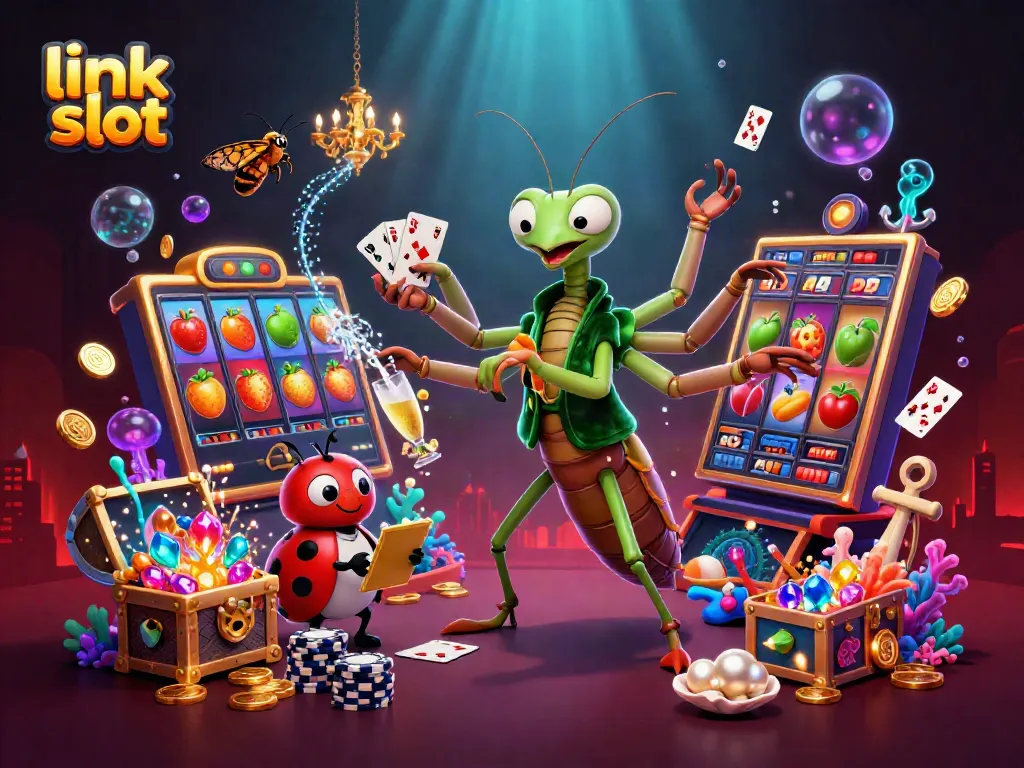 Engage with thrilling link slot adventures and eye-catching jackpots in this dynamic casino scene.
