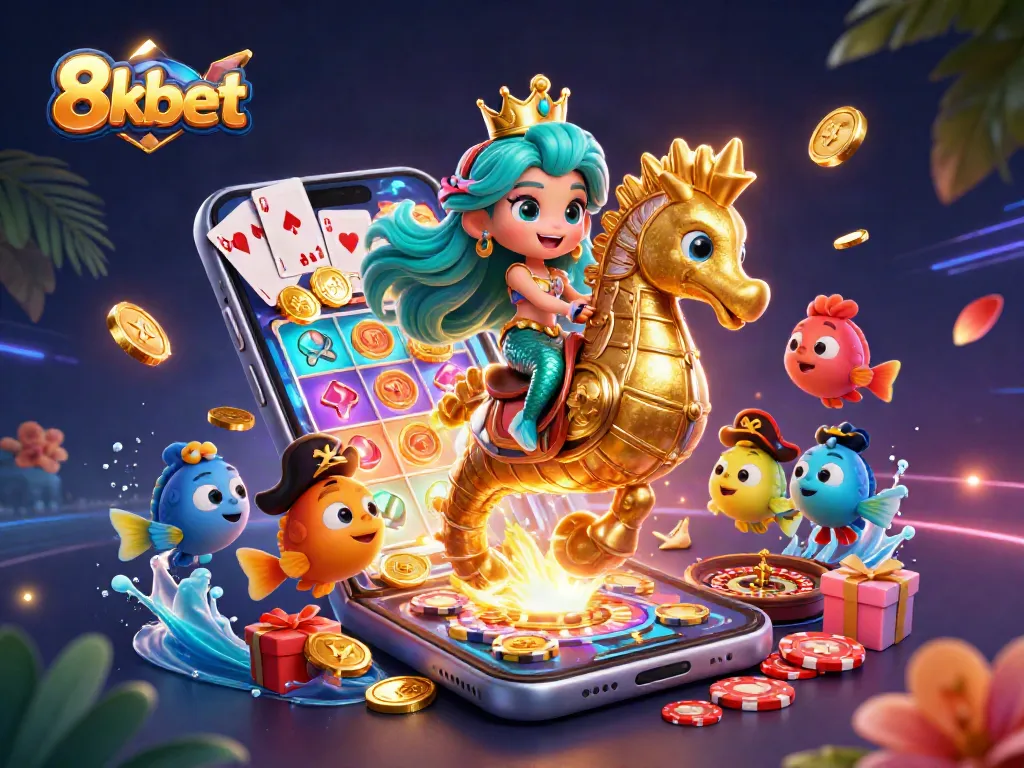 Experience thrilling gameplay at 8xbet with a 3D mermaid princess and exciting casino elements.