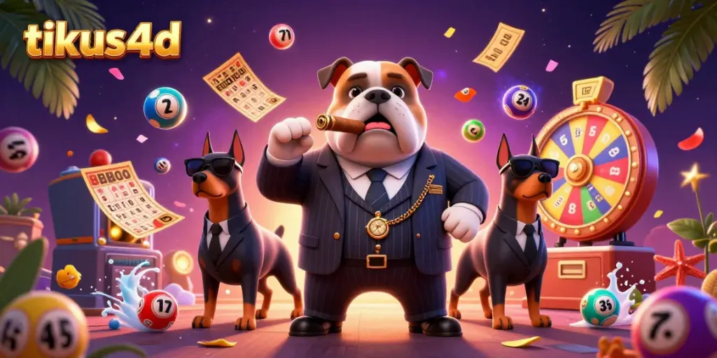 Menangkan lotere dengan tikus4d dalam ilustrasi menarik penuh bola bernomor dan mesin lotere.