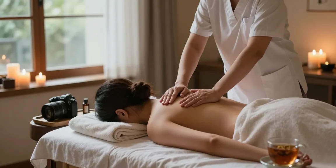 Experience the best 영등포출장안마 with a peaceful massage therapy scene showcasing relaxation and skillful techniques.