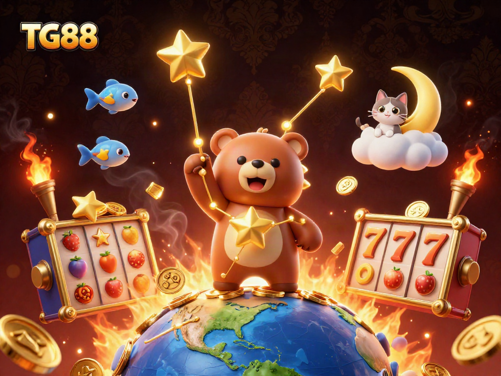 Engage with the vibrant world of TG88 slots, featuring glowing constellations and dynamic gameplay.