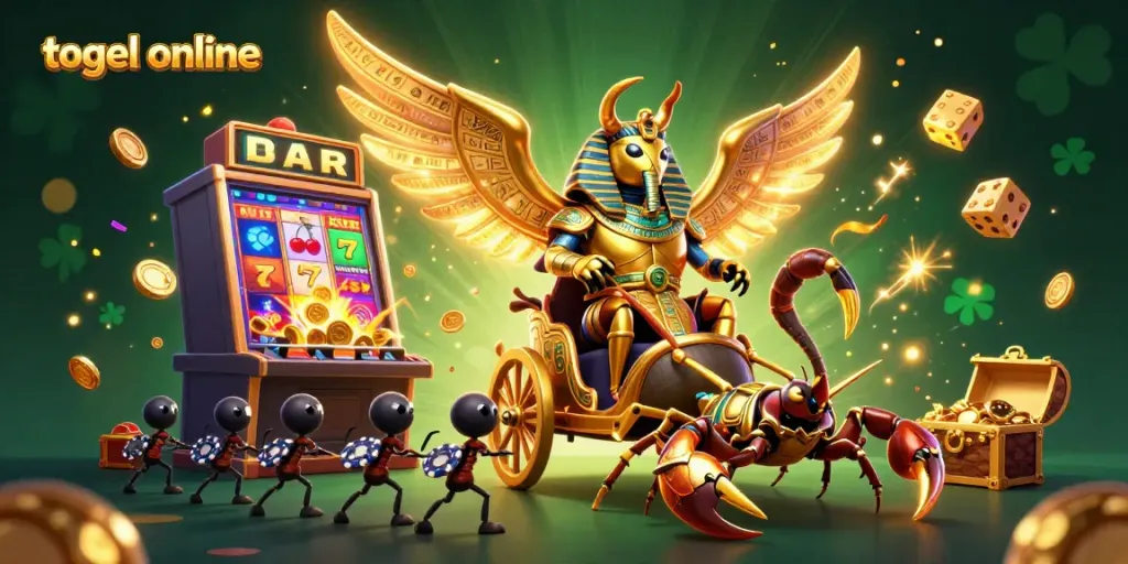 Engage with exciting togel online gameplay featuring a rich, vibrant scene bursting with action.