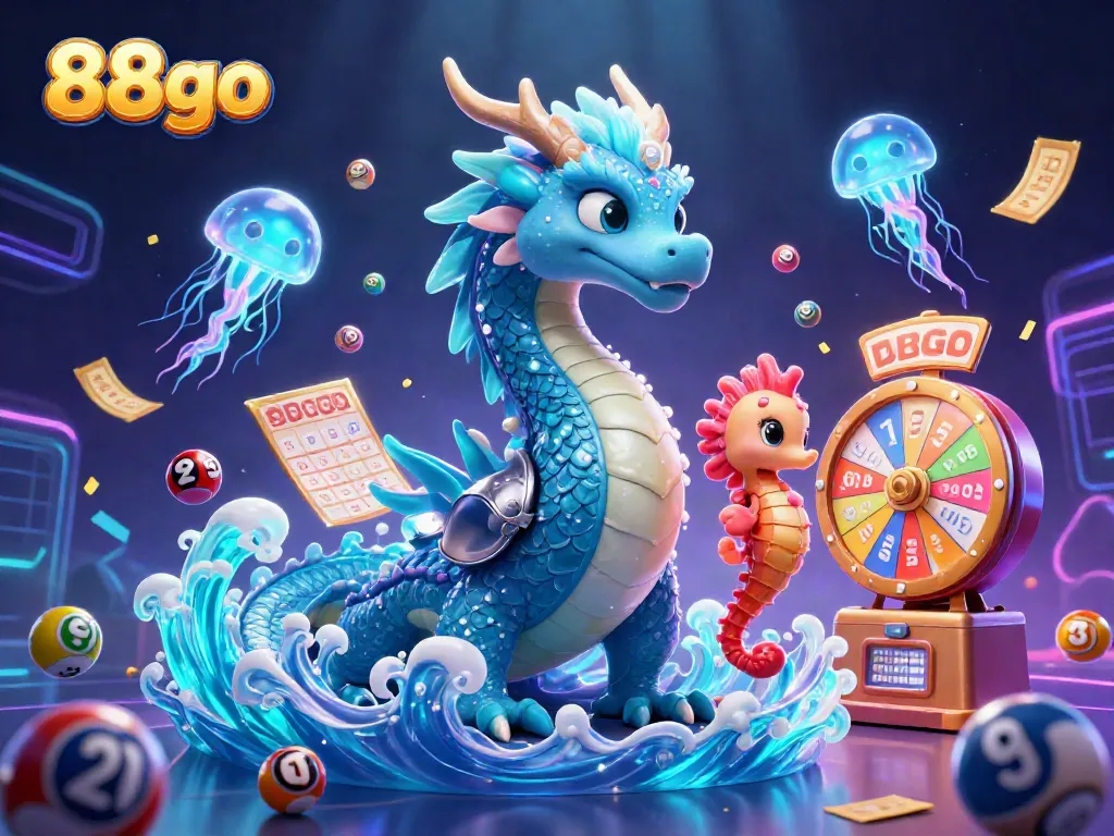 Engage in thrilling gameplay with 88go featuring a vibrant underwater dragon, seahorse knight, and dynamic casino elements.