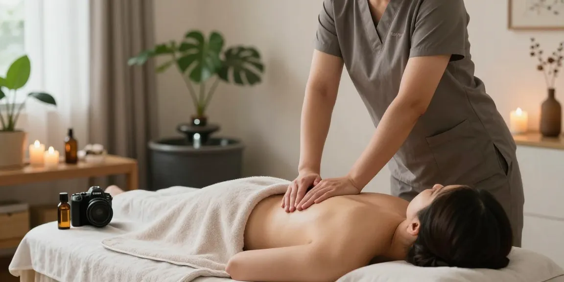 Relaxing 종로출장안마 session with a therapist providing Swedish massage in a serene home setting.