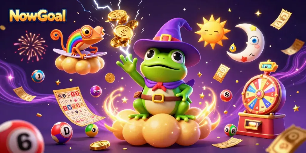 Celebrate big wins at NowGoal with colorful elements and a magical atmosphere in this vibrant 3D scene.