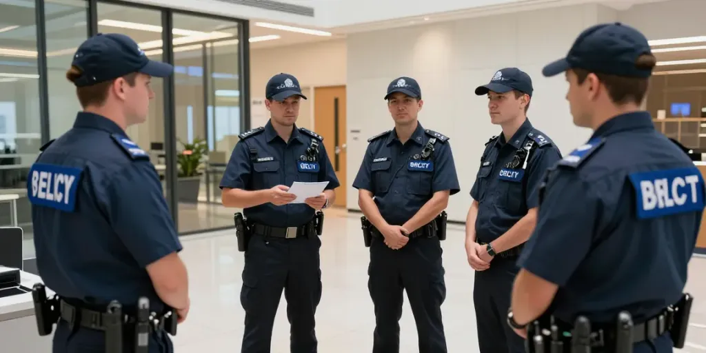Professional security solutions service by trained personnel at a nearby business