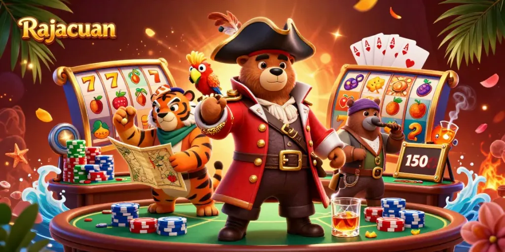 Experience Rajacuan's thrilling jackpot action with colorful slots and dynamic game elements.