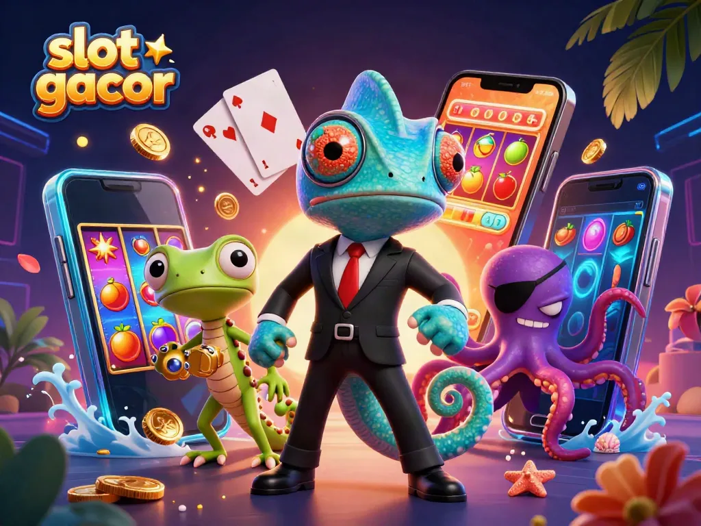 Spin to win with vibrant slot gacor characters in a thrilling casino scene full of excitement.