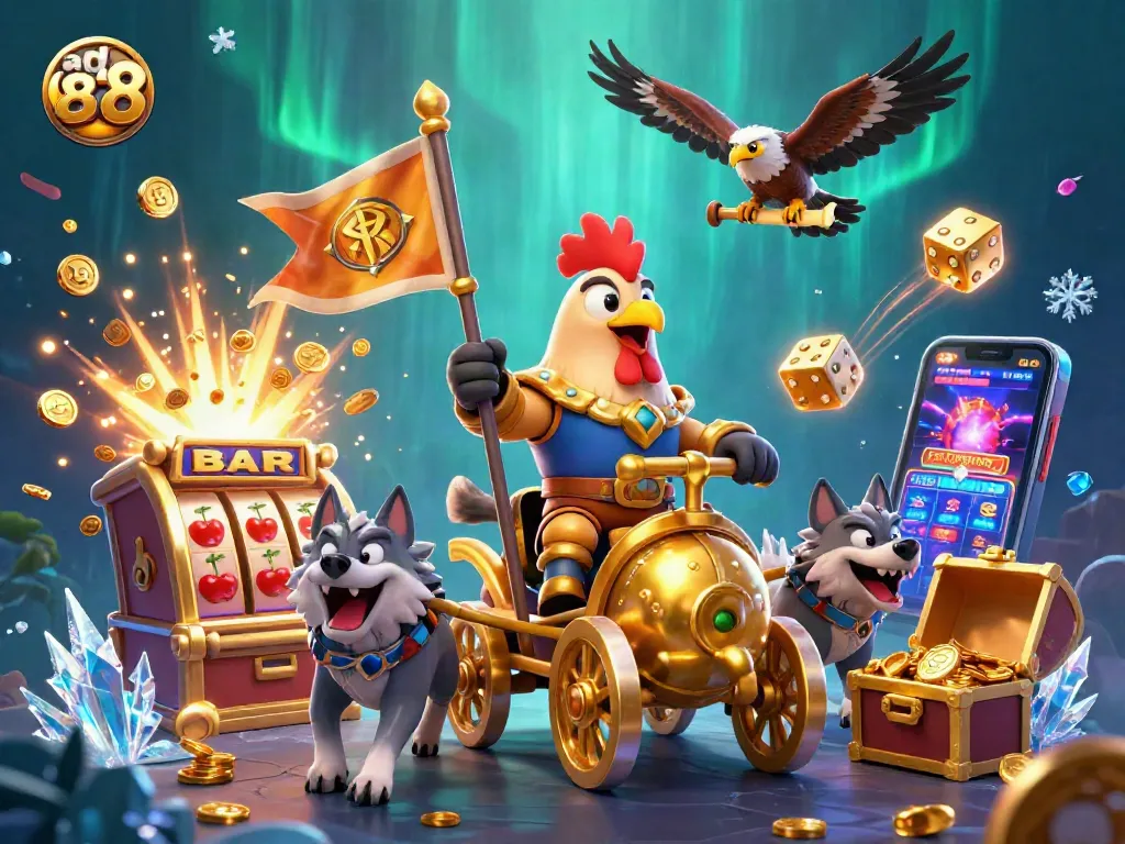 Experience thrilling wins with ad 88 in a lively casino scene filled with vibrant game elements.