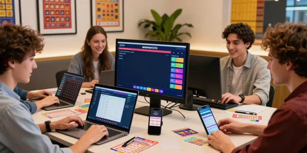 Online lottery gaming excitement on AMANAHTOTO platform with friends.